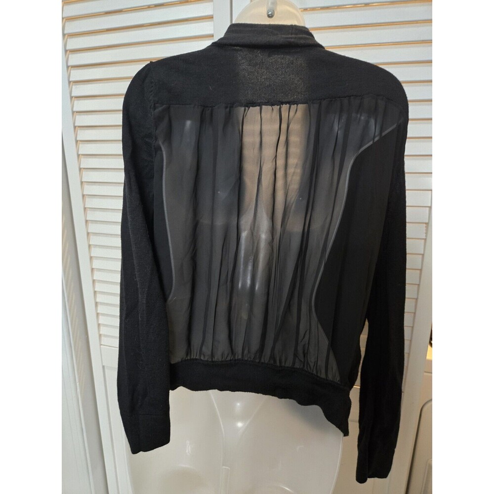 Nic + Zoe Black Sheer Back Lagenlook Cardigan L